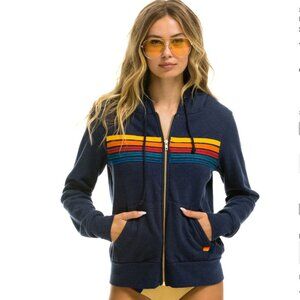 aviator nation 5 strip hoodie sweatshirt - size large